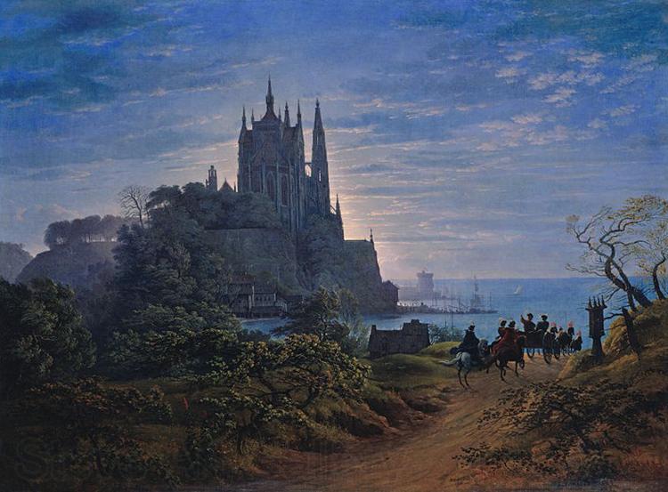 Karl friedrich schinkel Gothic Church on a Rock by the Sea Norge oil painting art